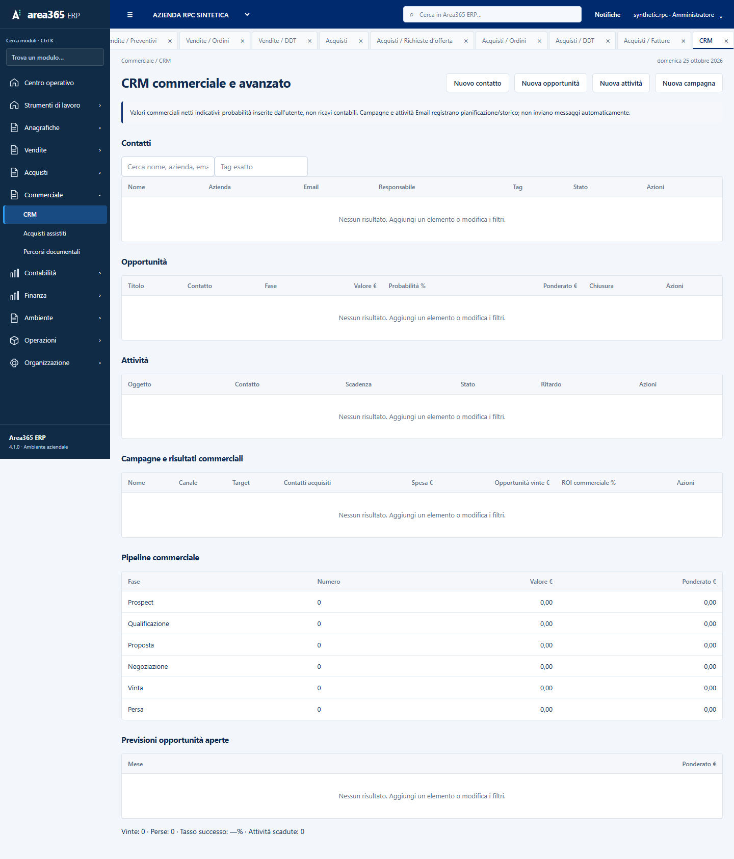 Anteprima interfaccia CRM